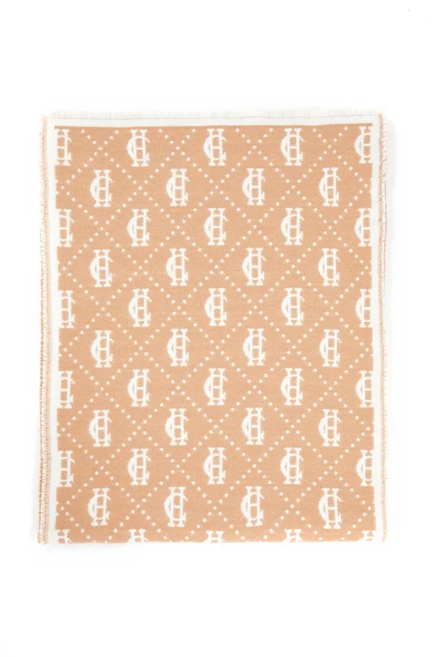Holland Cooper Lightweight Monogram Scarf Camel Cream Women Blanket Holland Cooper Lightweight Monogram Scarf Camel Cream Women Blanket