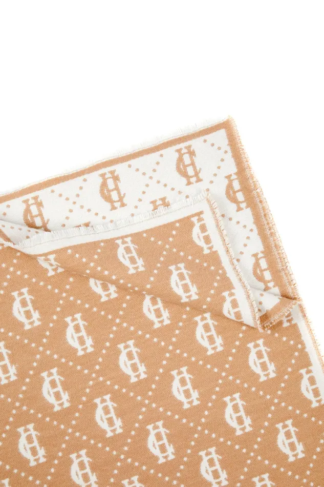 Holland Cooper Lightweight Monogram Scarf Camel Cream Women Blanket Holland Cooper Lightweight Monogram Scarf Camel Cream Women Blanket