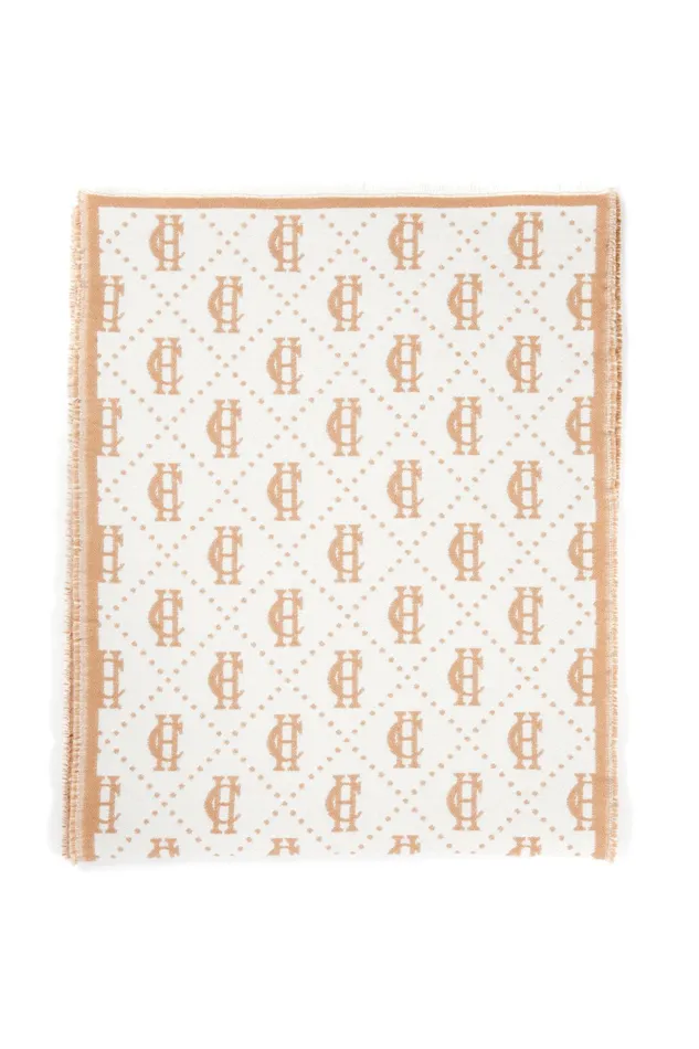 Holland Cooper Lightweight Monogram Scarf Camel Cream Women Blanket Holland Cooper Lightweight Monogram Scarf Camel Cream Women Blanket