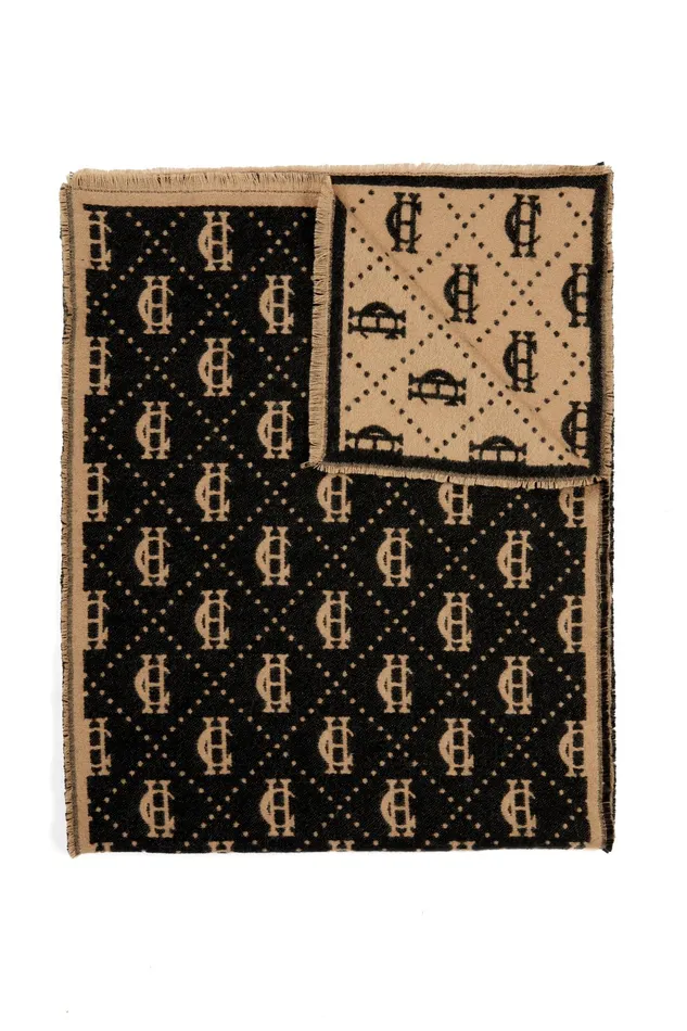 Holland Cooper Lightweight Monogram Scarf Tan Black Women Scarves Holland Cooper Lightweight Monogram Scarf Tan Black Women Scarves