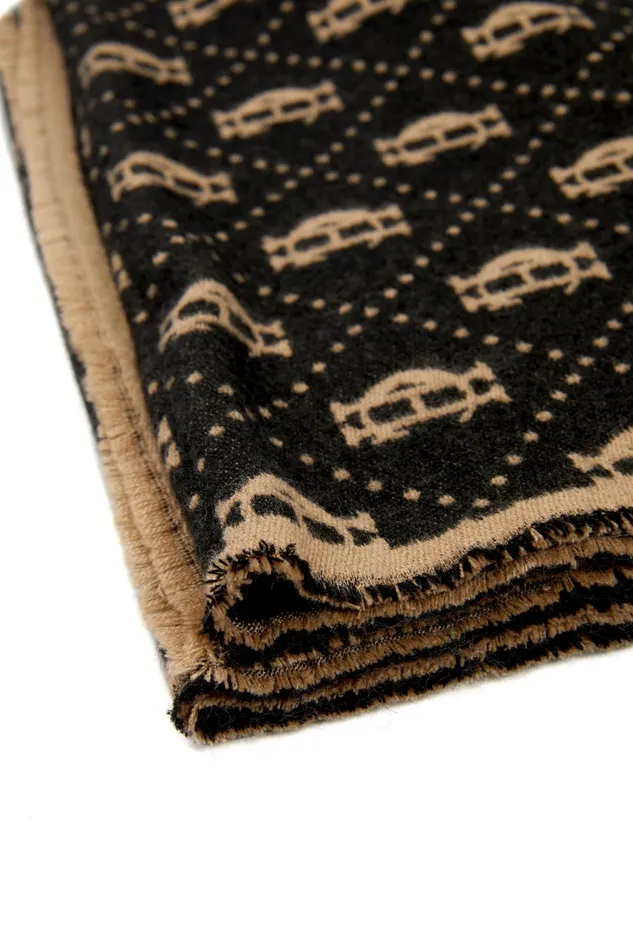Holland Cooper Lightweight Monogram Scarf Tan Black Women Scarves Holland Cooper Lightweight Monogram Scarf Tan Black Women Scarves