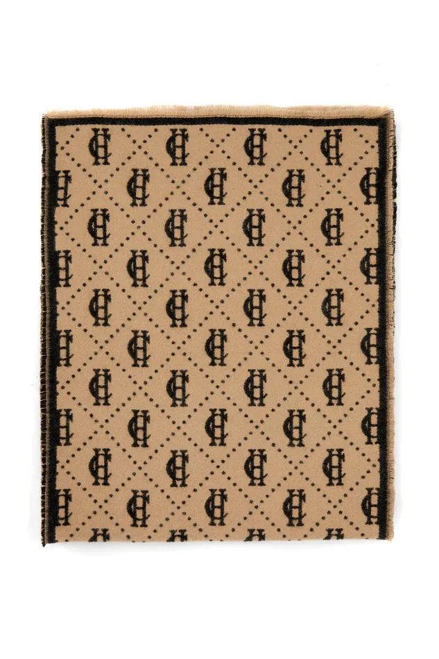 Holland Cooper Lightweight Monogram Scarf Tan Black Women Scarves Holland Cooper Lightweight Monogram Scarf Tan Black Women Scarves