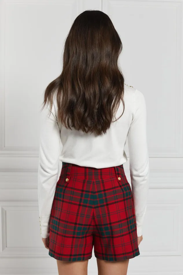 Holland Cooper Luxe Tailored Short Red Tartan Women Tailoring Holland Cooper Luxe Tailored Short Red Tartan Women Tailoring