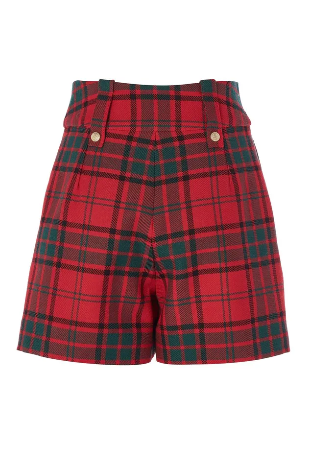 Holland Cooper Luxe Tailored Short Red Tartan Women Tailoring Holland Cooper Luxe Tailored Short Red Tartan Women Tailoring