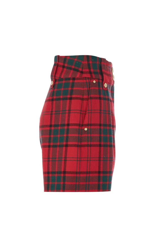 Holland Cooper Luxe Tailored Short Red Tartan Women Tailoring Holland Cooper Luxe Tailored Short Red Tartan Women Tailoring