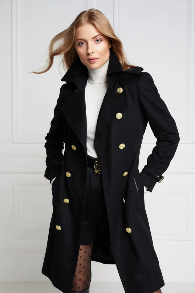 Holland Cooper Marlborough Trench Coat Soft Black Women Tailoring