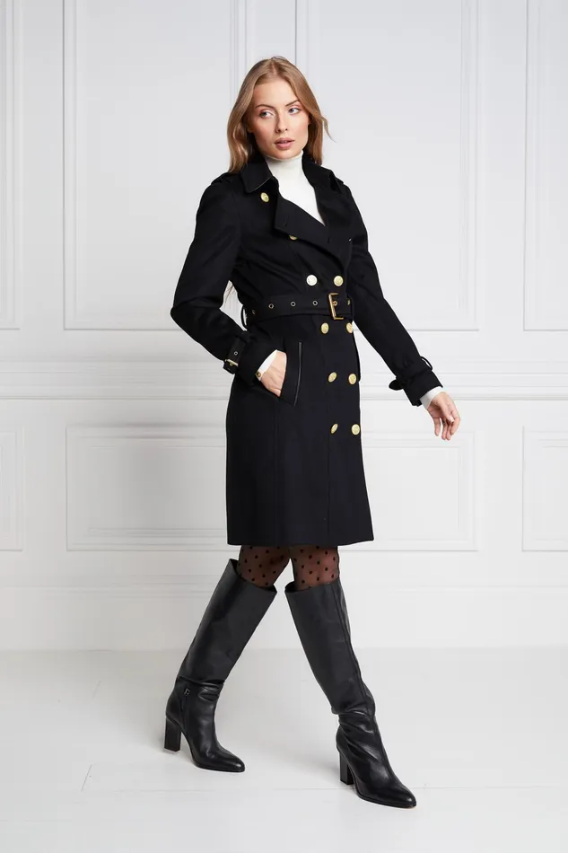 Holland Cooper Marlborough Trench Coat Soft Black Women Tailoring