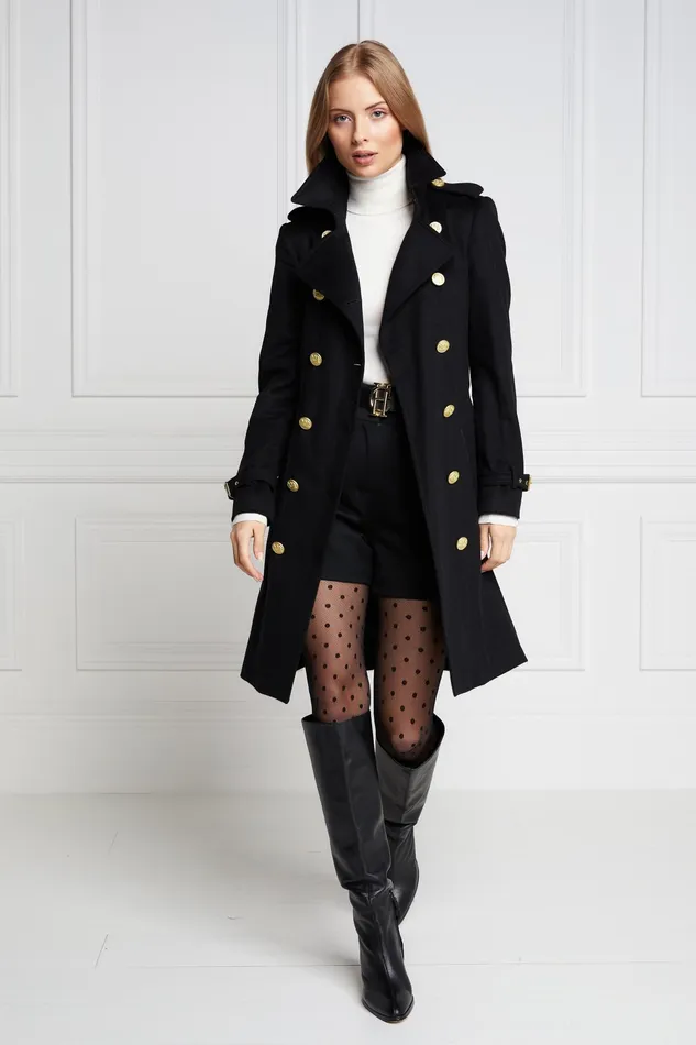 Holland Cooper Marlborough Trench Coat Soft Black Women Tailoring