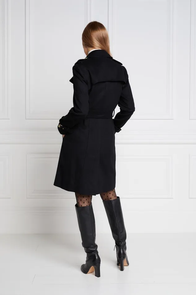 Holland Cooper Marlborough Trench Coat Soft Black Women Tailoring