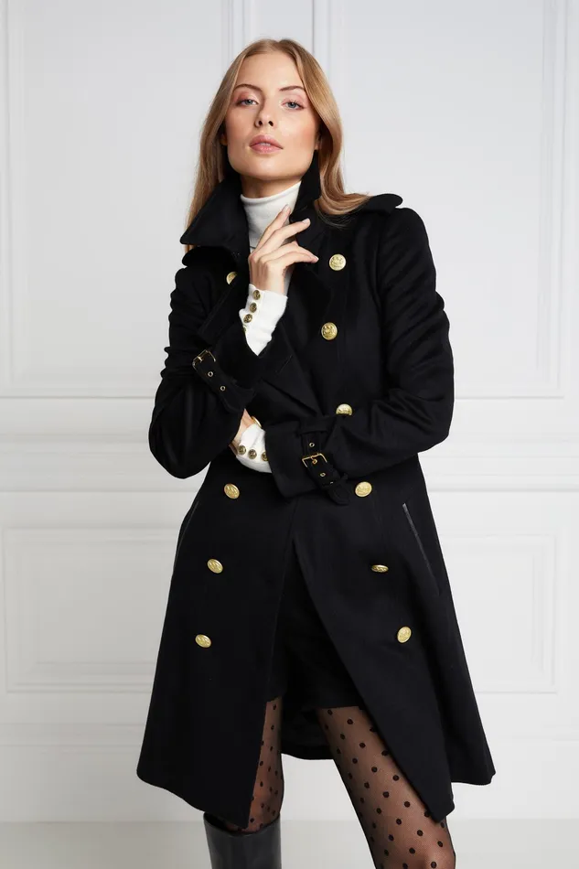Holland Cooper Marlborough Trench Coat Soft Black Women Tailoring