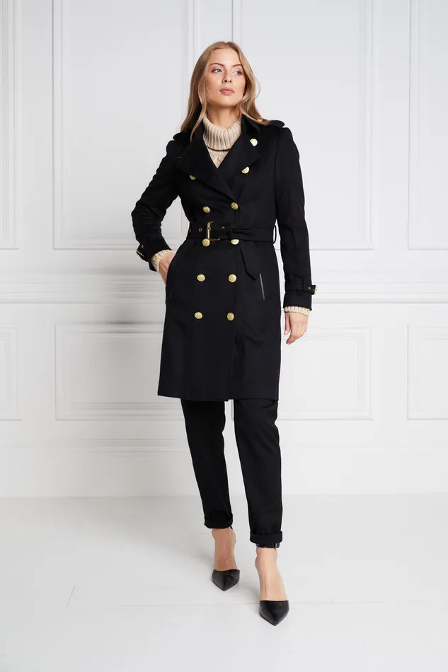 Holland Cooper Marlborough Trench Coat Soft Black Women Tailoring