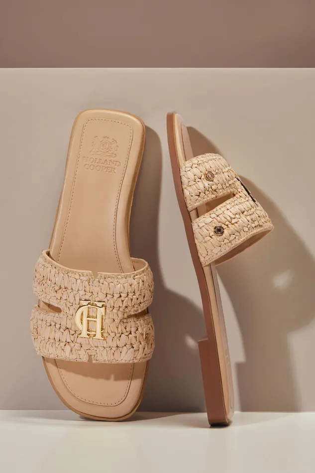 Holland Cooper Monogram Slides Natural Straw Women Sandals and Slides Holland Cooper Monogram Slides Natural Straw Women Sandals and Slides