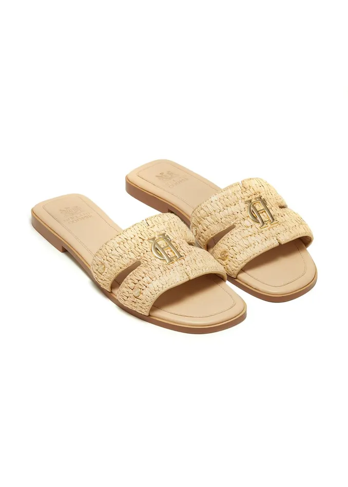 Holland Cooper Monogram Slides Natural Straw Women Sandals and Slides Holland Cooper Monogram Slides Natural Straw Women Sandals and Slides
