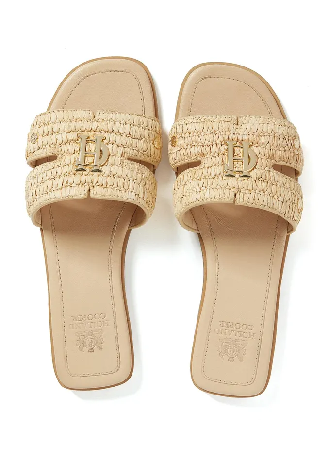 Holland Cooper Monogram Slides Natural Straw Women Sandals and Slides Holland Cooper Monogram Slides Natural Straw Women Sandals and Slides