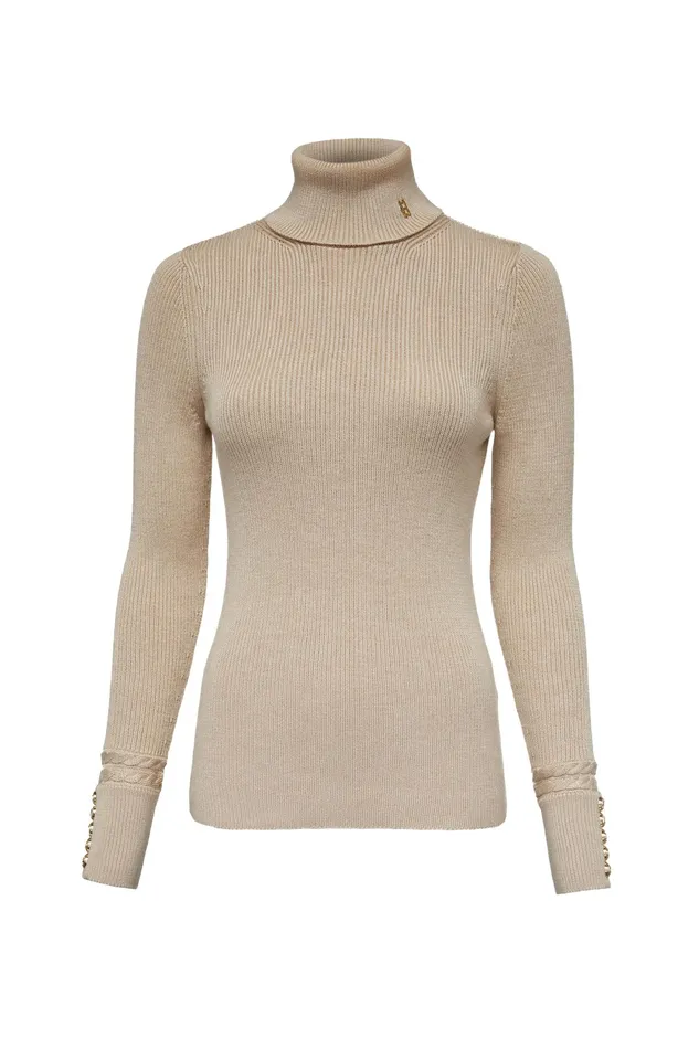 Holland Cooper Painswick Roll Neck Biscuit Women Knitwear Holland Cooper Painswick Roll Neck Biscuit Women Knitwear