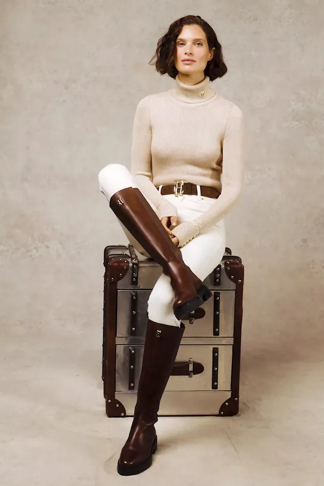 Holland Cooper Painswick Roll Neck Biscuit Women Knitwear Holland Cooper Painswick Roll Neck Biscuit Women Knitwear
