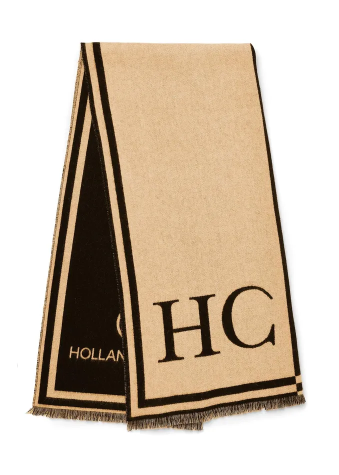 Holland Cooper Regency Monogram Scarf Black Camel Women Scarves Holland Cooper Regency Monogram Scarf Black Camel Women Scarves