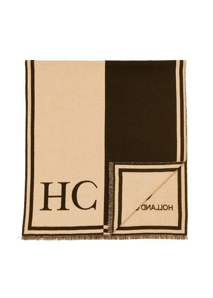 Holland Cooper Regency Monogram Scarf Black Camel Women Scarves Holland Cooper Regency Monogram Scarf Black Camel Women Scarves