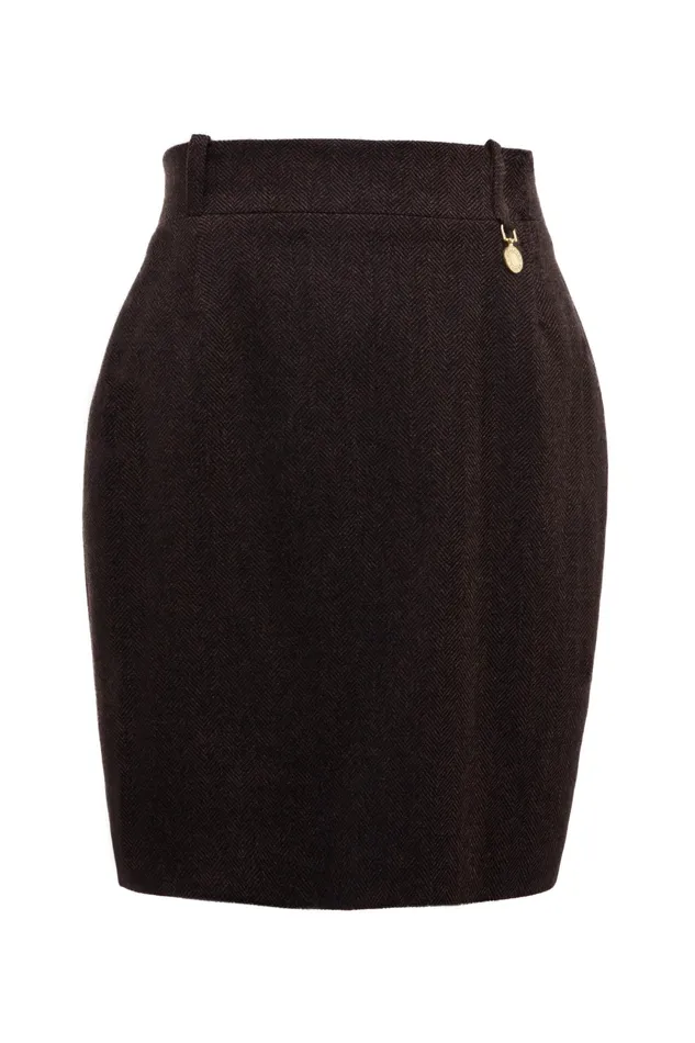 Holland Cooper Regency Skirt Chocolate Herringbone Women Tailoring Holland Cooper Regency Skirt Chocolate Herringbone Women Tailoring