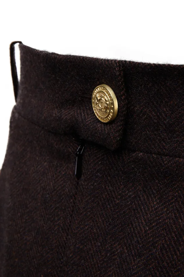 Holland Cooper Regency Skirt Chocolate Herringbone Women Tailoring Holland Cooper Regency Skirt Chocolate Herringbone Women Tailoring