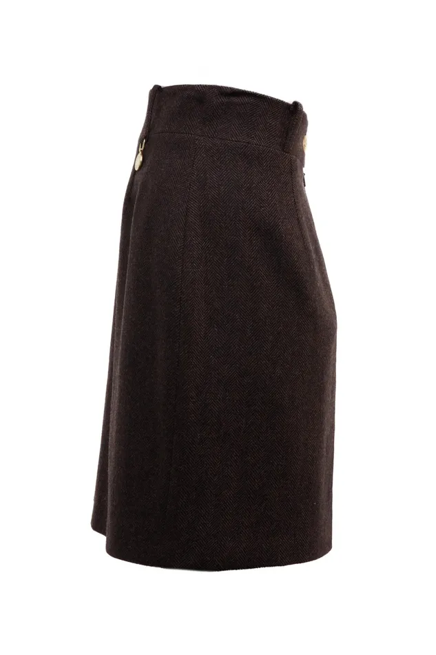 Holland Cooper Regency Skirt Chocolate Herringbone Women Tailoring Holland Cooper Regency Skirt Chocolate Herringbone Women Tailoring