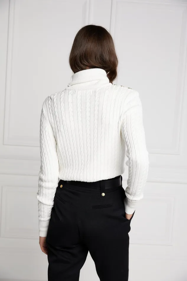 Holland Cooper Seattle Roll Neck Cable Knit Winter White Women Knitwear Holland Cooper Seattle Roll Neck Cable Knit Winter White Women Knitwear