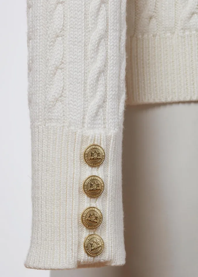 Holland Cooper Seattle Roll Neck Cable Knit Winter White Women Knitwear Holland Cooper Seattle Roll Neck Cable Knit Winter White Women Knitwear
