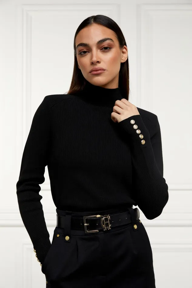 Holland Cooper Tara High Neck Knit Black Women Knitwear