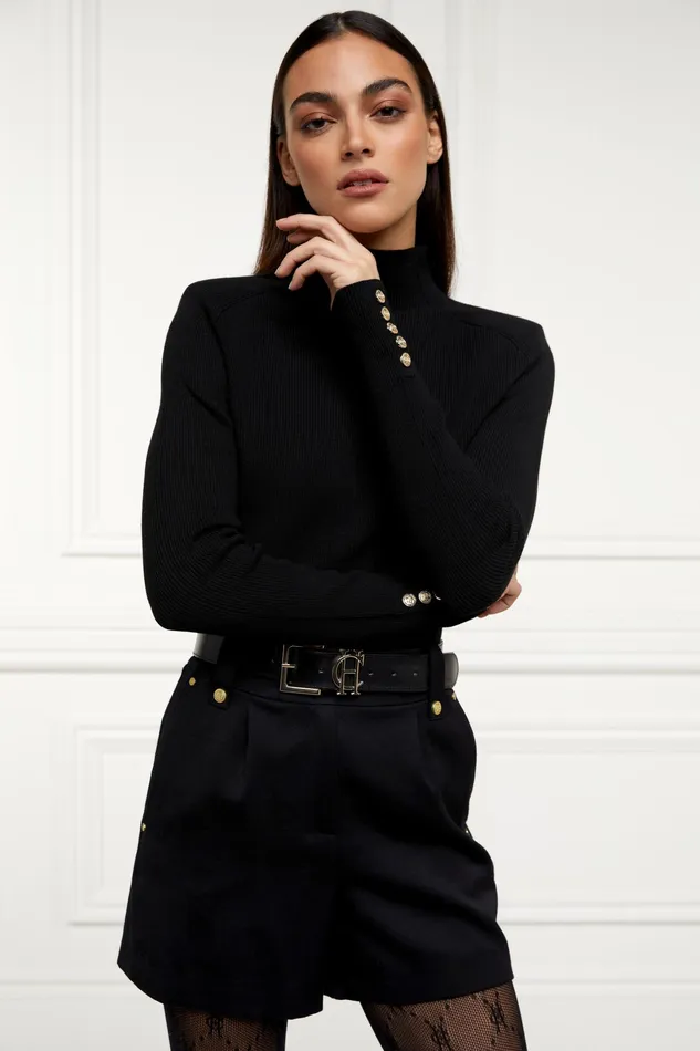 Holland Cooper Tara High Neck Knit Black Women Knitwear Holland Cooper Tara High Neck Knit Black Women Knitwear