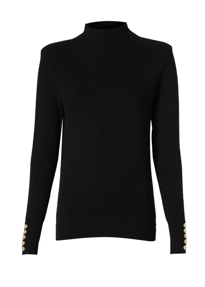 Holland Cooper Tara High Neck Knit Black Women Knitwear Holland Cooper Tara High Neck Knit Black Women Knitwear