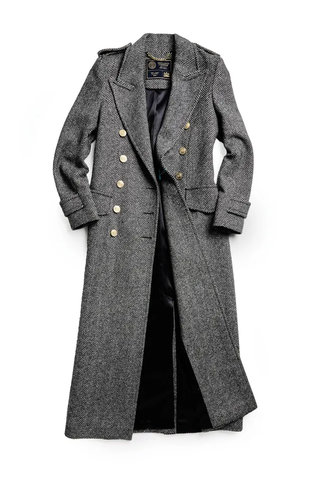 Holland Cooper The Great Coat Wide Tooth Black Herringbone Women Tailoring