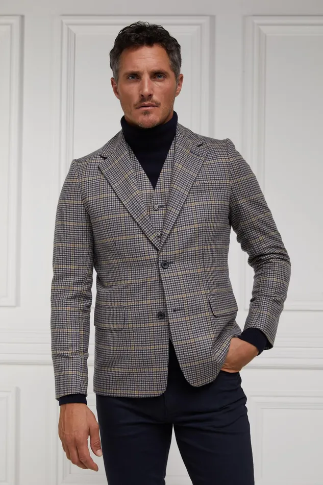 Holland Cooper The Single Breasted Blazer Prince Of Wales Navy Men Blazers Holland Cooper The Single Breasted Blazer Prince Of Wales Navy Men Blazers