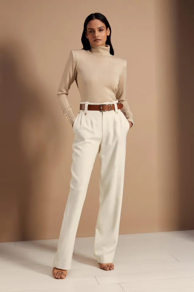 Holland Cooper Victoria Cashmere Roll Neck Stone Women Knitwear Holland Cooper Victoria Cashmere Roll Neck Stone Women Knitwear