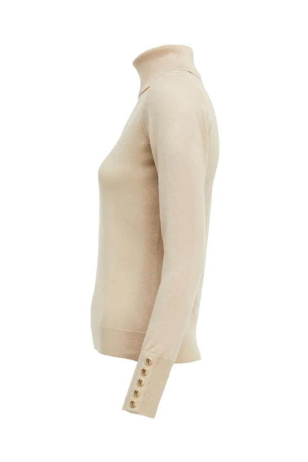 Holland Cooper Victoria Cashmere Roll Neck Stone Women Knitwear Holland Cooper Victoria Cashmere Roll Neck Stone Women Knitwear
