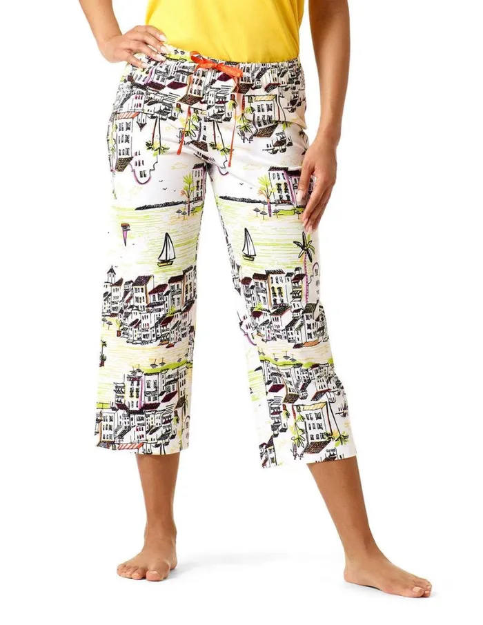 Hue Beach Town Bliss PJ Capri White Women Plus Size