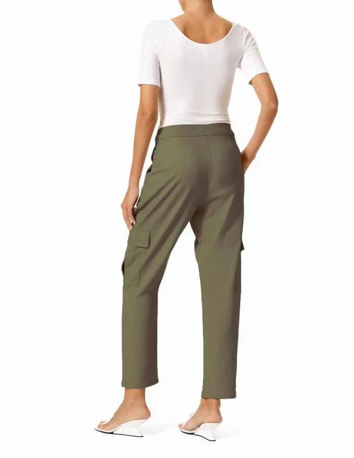 Hue Chinosoft Tapered Cargo Pants Olive Green Women Trousers