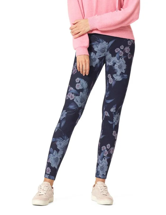 Hue Floral Reversible Denim High Rise Leggings Floral Women Skinny