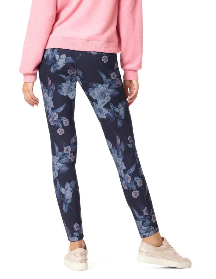 Hue Floral Reversible Denim High Rise Leggings Floral Women Skinny