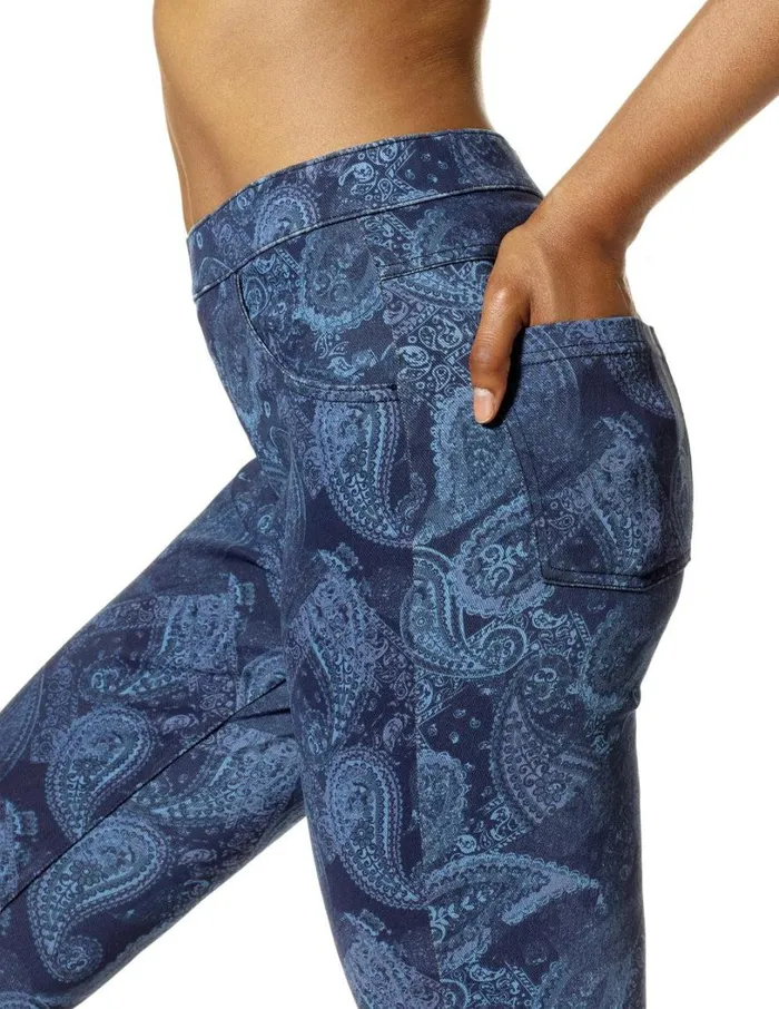 Hue Indigo Paisley Denim Legging Midnight Rinse Women Denim