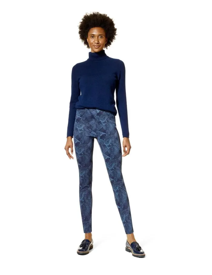 Hue Indigo Paisley Denim Legging Midnight Rinse Women Denim