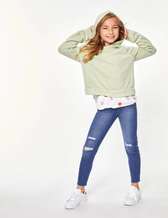 Hue Ripped Knee Denim Leggings Medium Wash Girls Girls