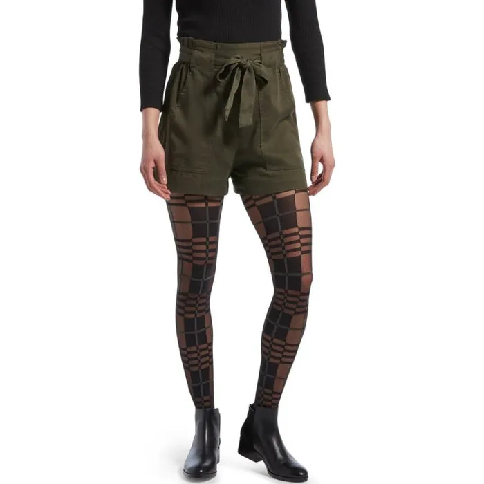 Hue Sheer Plaid Tights Black Women Fashion