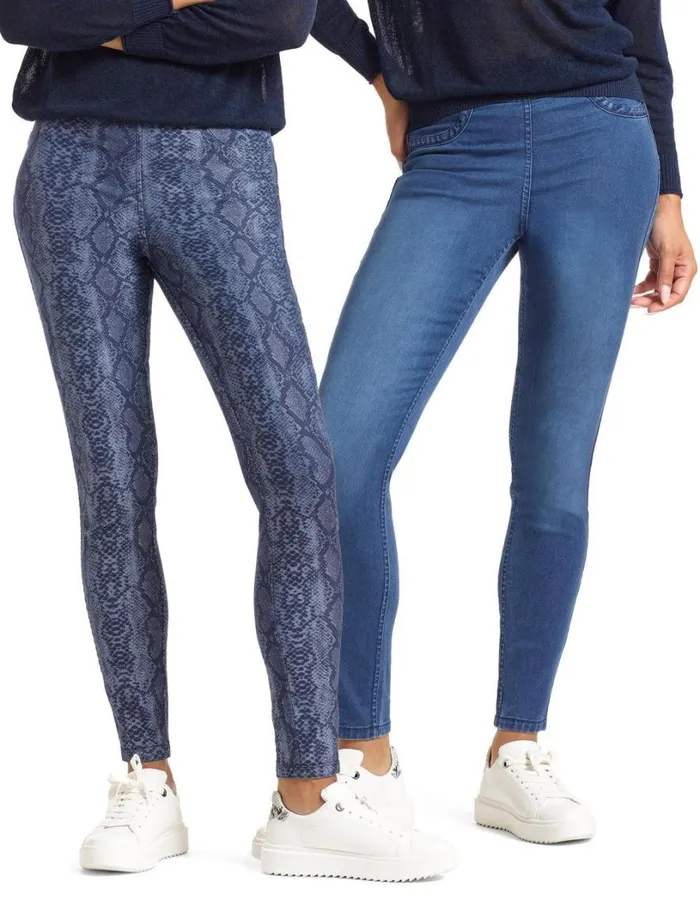 Hue Snake Reversible Denim High Rise Leggings Snake Women Skinny