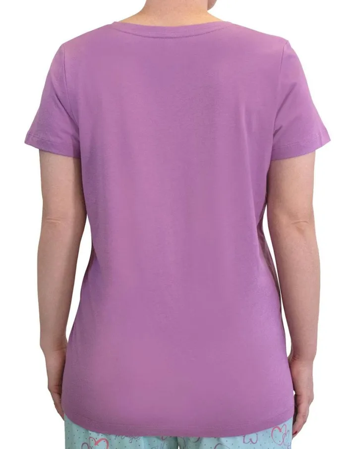 Hue Solid Short Sleeve VNeck PJ Tee Dusty Lavender Women Plus Size