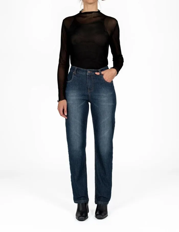 Hue Straight Leg Jeans Dark Rinse Wash Women Denim
