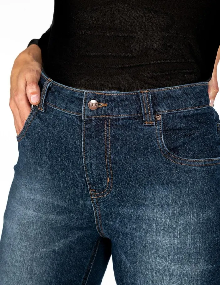 Hue Straight Leg Jeans Dark Rinse Wash Women Denim