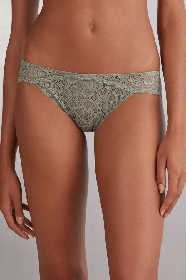 Intimissimi Bikini Panties Women Low Rise Lace Panties Green 657j 8211 Fade Green