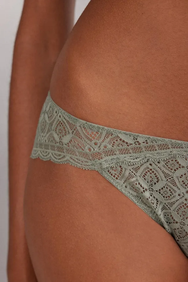 Intimissimi Bikini Panties Women Low Rise Lace Panties Green 657j 8211 Fade Green