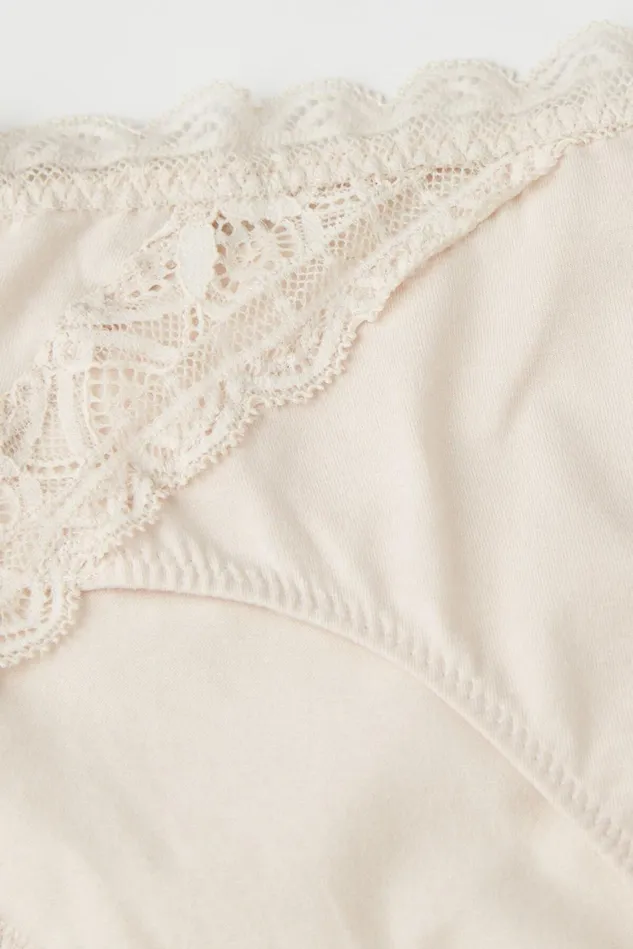 Intimissimi Bikini Panties Women SemiHigh Rise Cotton And Lace Panties Natural 2280 8211 Avorio Crema