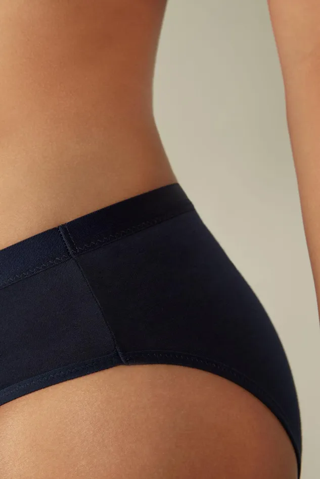 Intimissimi Bikini Panties Women SemiHigh Rise Cotton Briefs Blue 1467 8211 Intense Blue